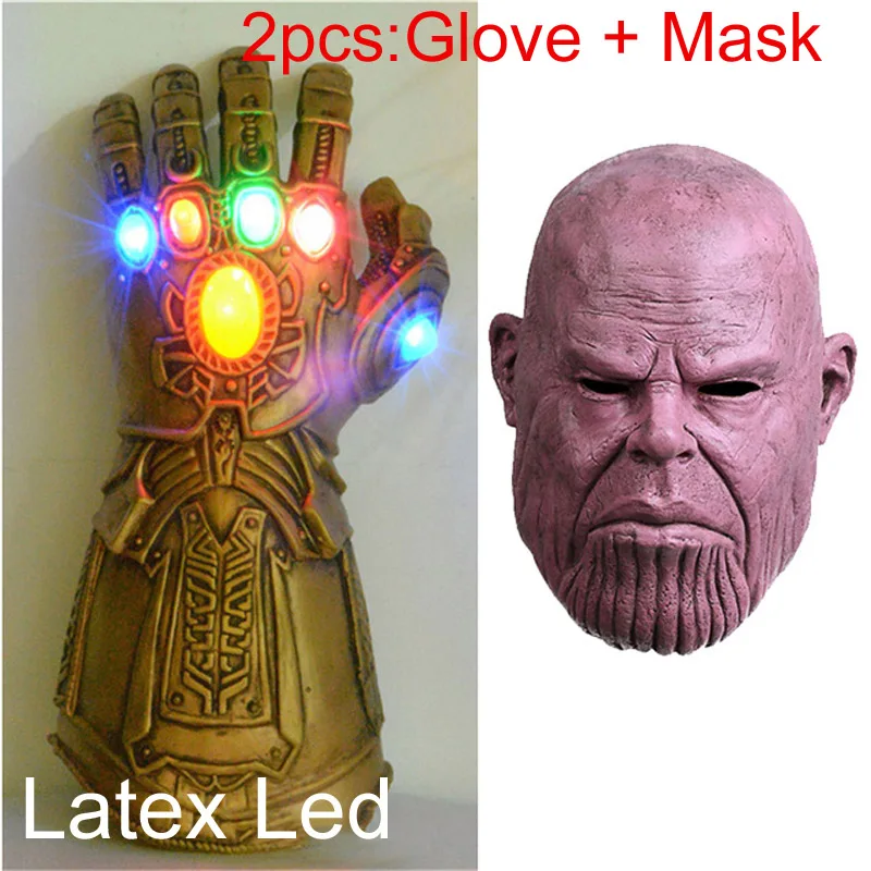 Glove ADD Mask Мстители 4 Endgame танос Железный человек Халк Бесконечность рукавицы косплей перчатки Аксессуары Реквизит светящийся Железный человек Бесконечность рукавицы - Цвет: Glove ADD Mask