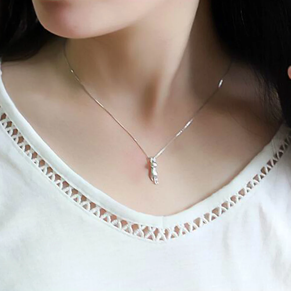 Модное колье с подвеской в виде милой летучей кошки Серебряное цепочка