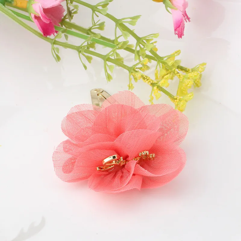 M New Chiffon Flower Smile Letter Hairpins Baby Children Hair Accessories Girls Fresh Color Clip | Детская одежда и обувь