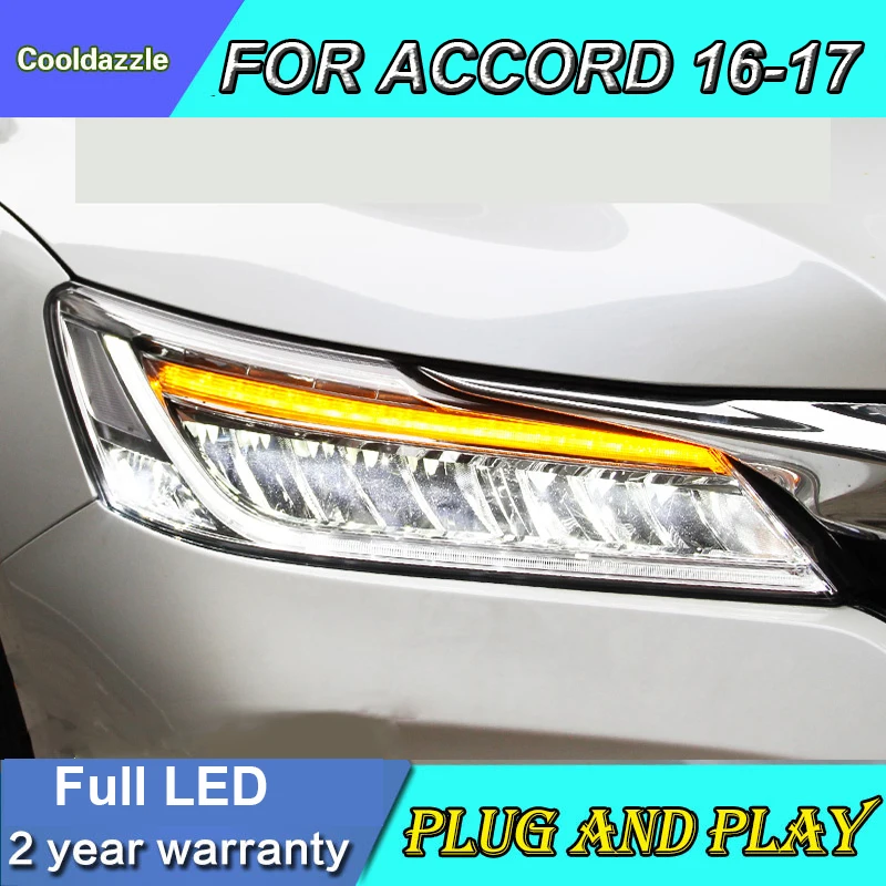Автомобильный Стайлинг чехол для Honda Accord светодиодный фары 2016 2017 год автомобиль