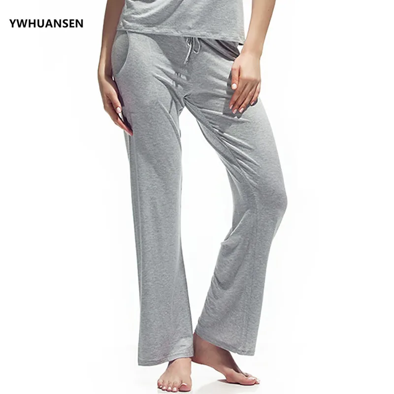 YWHUANSEN Drawstring Женская Повседневная Пижама и брюки из хлопка Простые штаны для