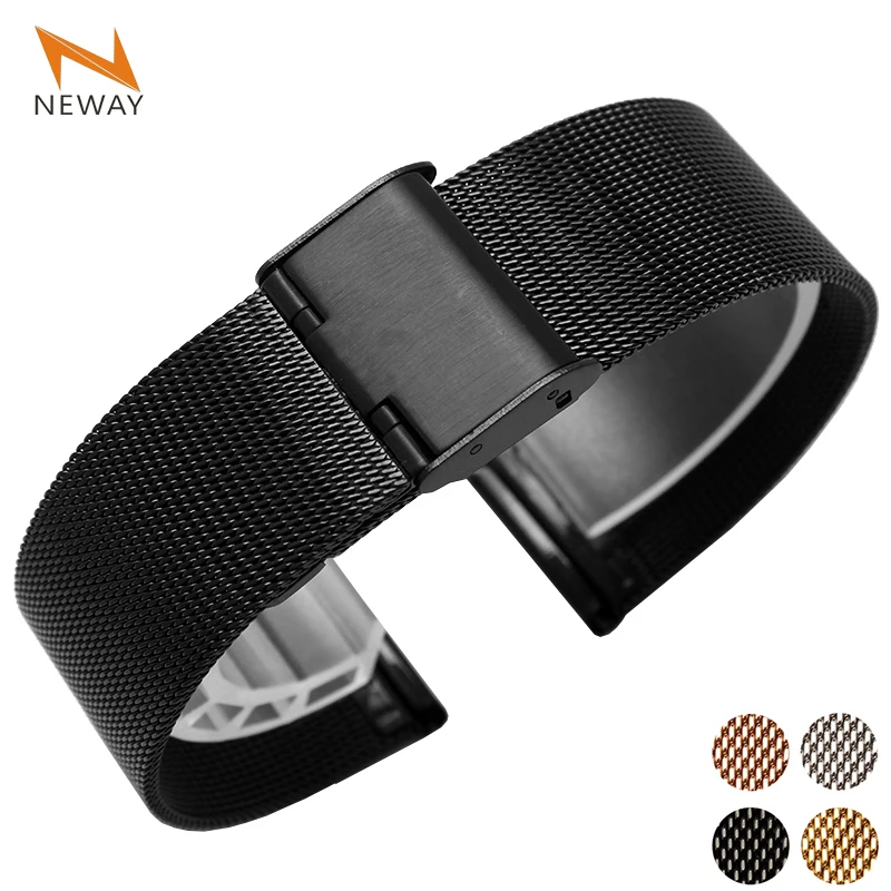 

Metal Stainless Steel Milanese Watch Band Strap Wrist Watchband Buckle Black Rose Gold Silver 12mm 14mm 16mm 18mm 20mm 22mm 24mm