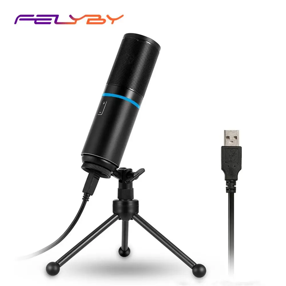 Компьютерный USB микрофон FELYBY Q9 для прямой трансляции проводной конденсаторный
