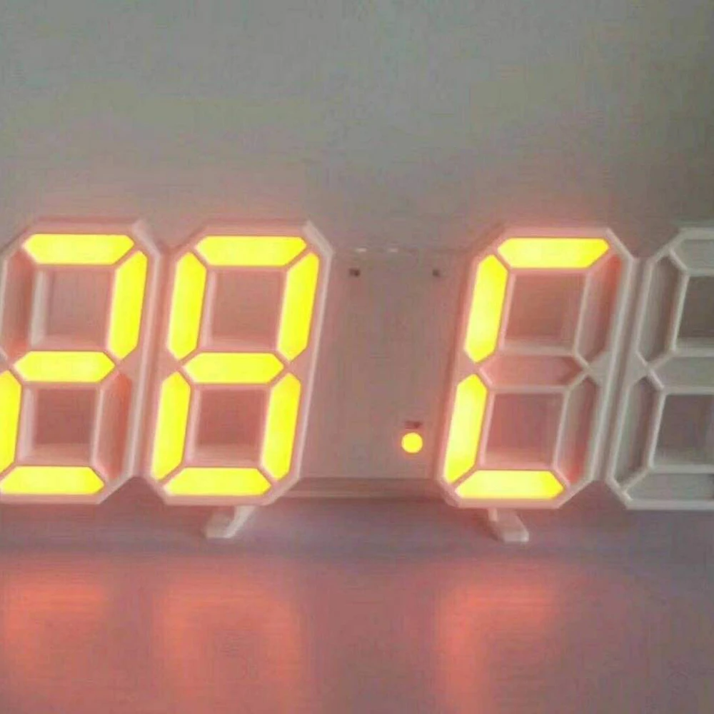 3D LED Digital Wall Clock Electronic USB Plug Alarm Horloge Luminous | Дом и сад