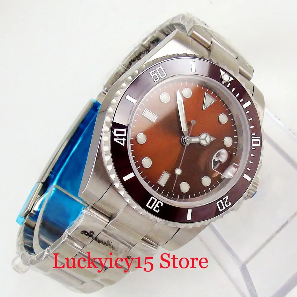 

Fashional Dress Style Light Red Stainless Steel Round Automatic Men's Watch With Date Window Sapphire Crystal