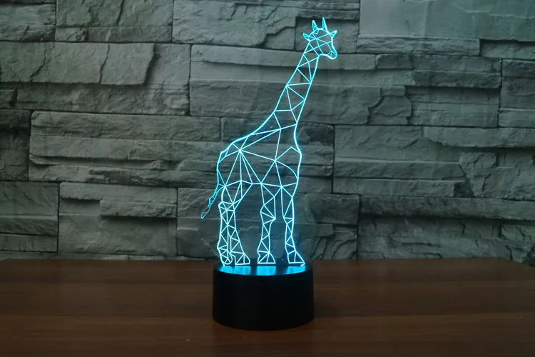 3d Светодиодная лампа жирафа 7 цветов меняющая цвет ночник для детской комнаты USB/3