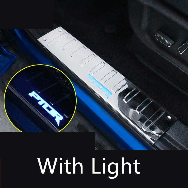 Blue LED Steel Door Sill Plate Scuff Cover Kick Step Trim Protector Molding For Ford Raptor F150 2017 AAA050 | Автомобили и