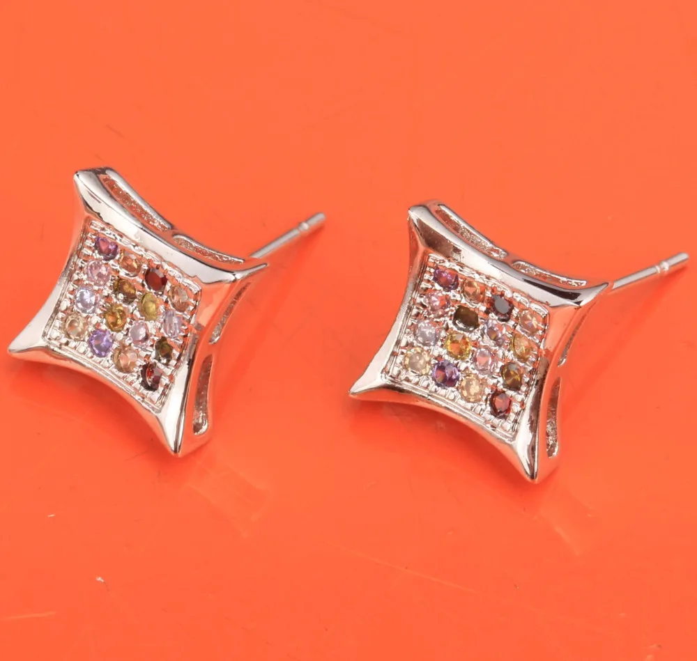 Awesome Star Light Multicolor Morganite Garnet 925 Sterling silver Studs Earrings For Women's Jewelry S5417|silver stud earrings|sterling
