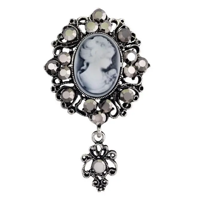 2 75 дюймовая винтажная стильная античная серебряная/Золотая брошь с кристаллами