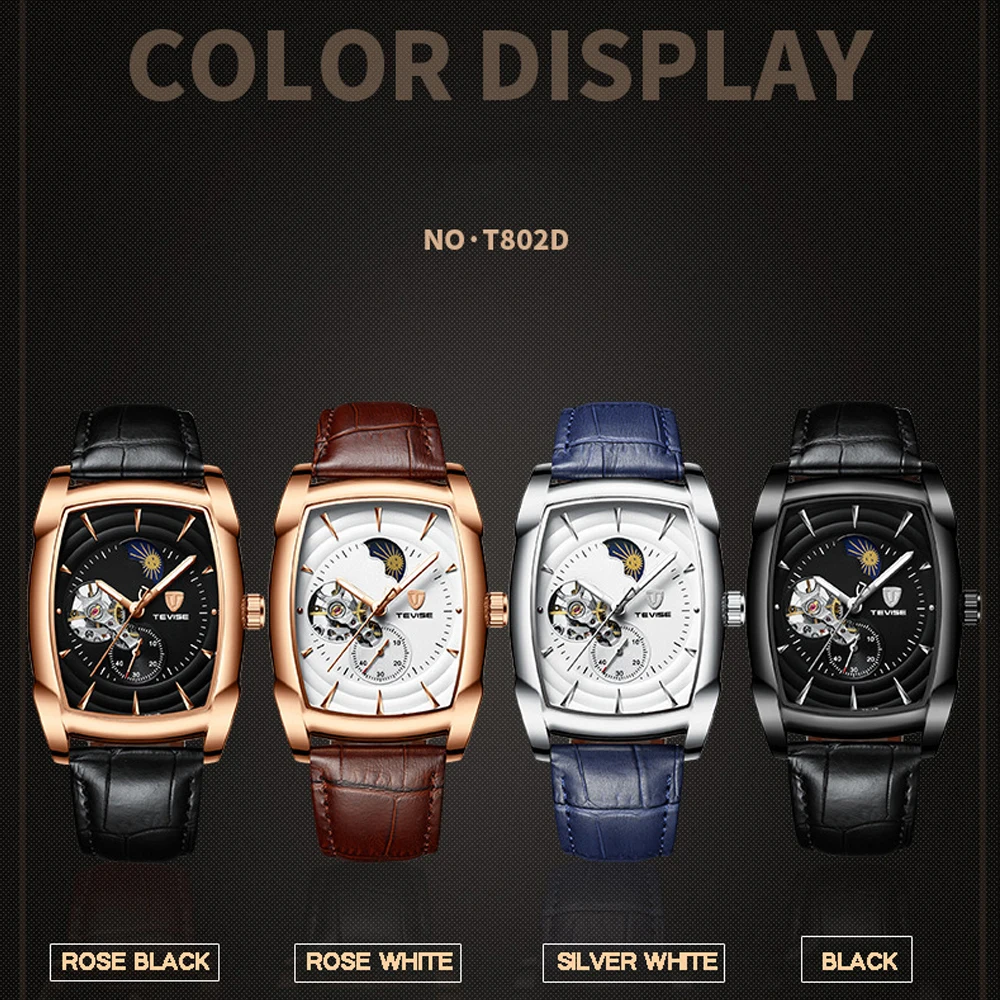 Роскошные брендовые автоматические мужские часы Tevise механические Tourbillon