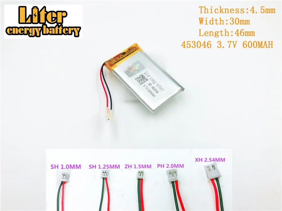 3 7 в 453046 600 мА/ч полимерная литиевая батарея для разъем MP3 MP4 MP5 GPS аккумуляторная |