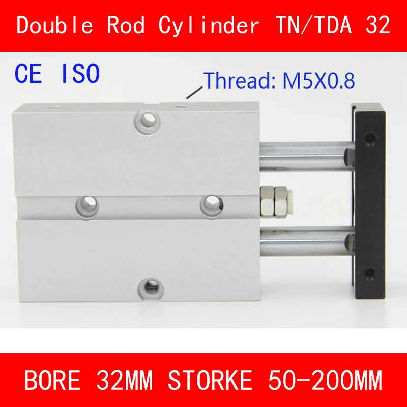 

CE ISO TN32 TDA Twin Spindle Air Cylinder Bore 32mm Stroke 50-200mm Dual Action Air Pneumatic Cylinders Double Action Pneumatic