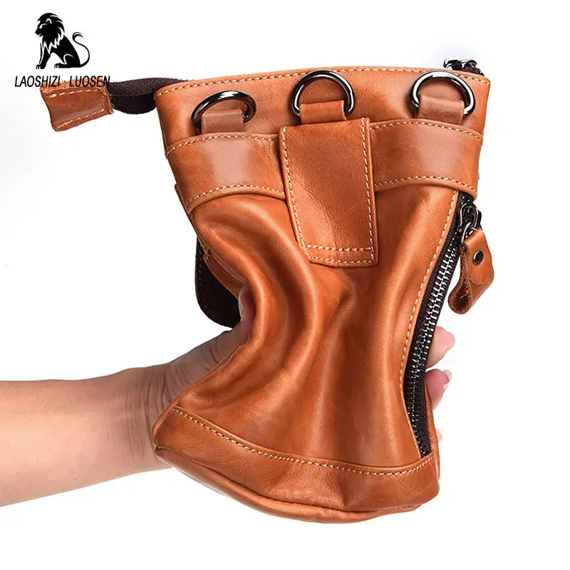 LAOSHIZI LUOSEN Fanny Pack Men Oil Wax Genuine Leather Waist Bag Phone Belt Fashion Brands Multifunction with Shoulder Strap | Багаж и
