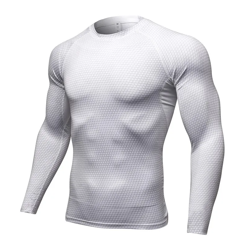 Men's 3D printing fitness running training long-sleeved tight-fitting sweat T-shirt men's shirt | Спорт и развлечения