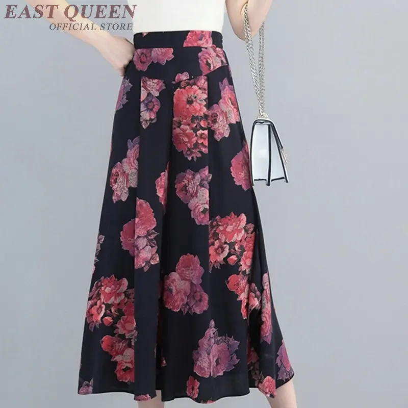 

Chinese style linen Palazzo culotttes femme wide leg pants women female loose baggy ladies elegant pants trousers FF1175