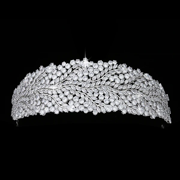 White Gold Корона HADIYANA Estilo Europeo модный классический кристалл заколка для волос кубический цирконий женские очаровательные вечерние аксессуары BC5369 - Окраска металла: White Gold