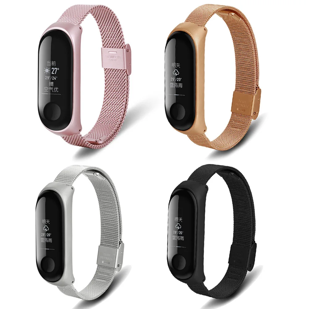 Браслет Для Xiaomi Band 3 ремешок из нержавеющей стали Сменные аксессуары наручный