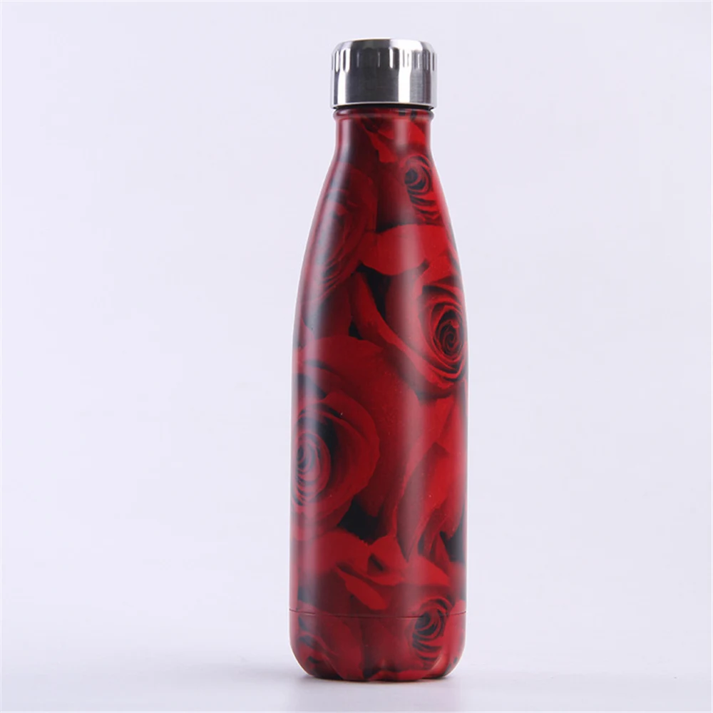 Цветочная BPA бутылка для воды, бутылка для напитков, пива, чая, кофе, термос, бутылка из нержавеющей стали для путешествий, спорта, тренажерного зала, вакуумная Изолированная чашка
