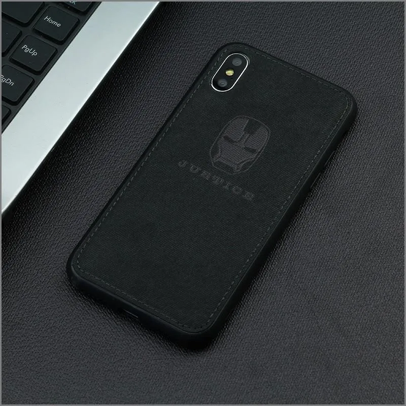 BlackIronMan Марвел Мстители ткань чехол для телефона для Iphone 7 8 6 6s Plus X Xs Max Xr паук ткань мягкий чехол DC Вселенная холст силиконовый чехол - Цвет: BlackIronMan