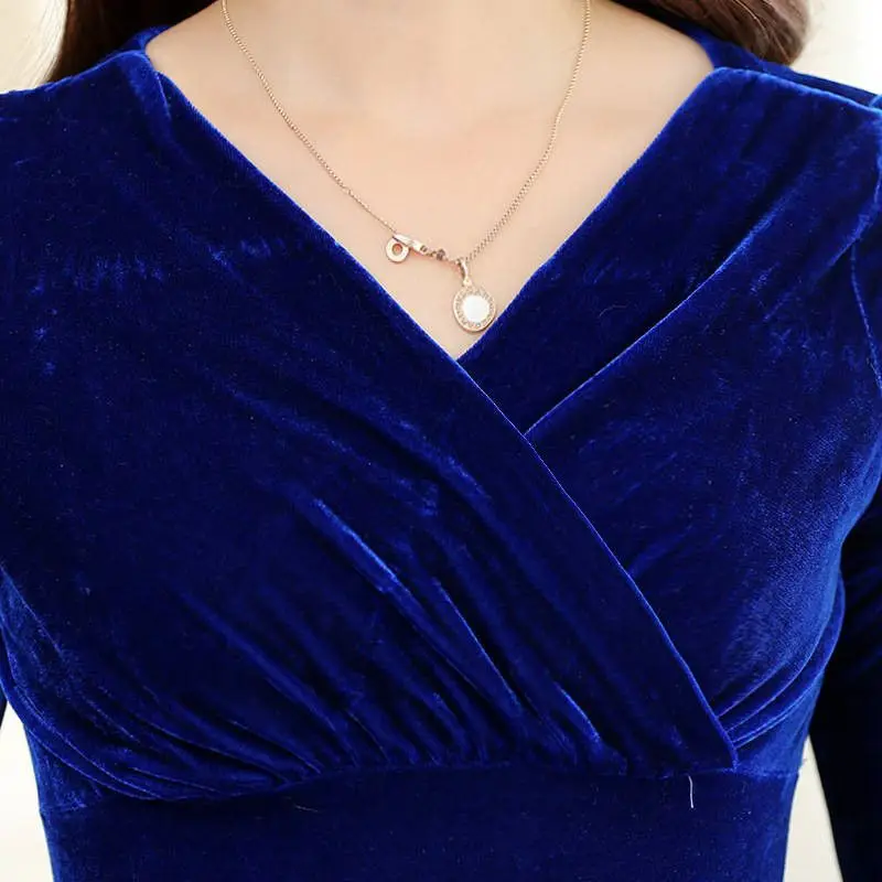 Женское бархатное платье с длинным рукавом элегантное облегающее винтажное