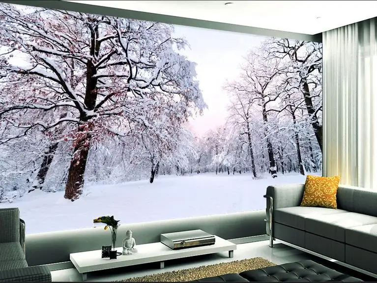 3d комнаты обои на стену HD фото зимние Высокое качество тканая наклейка картина