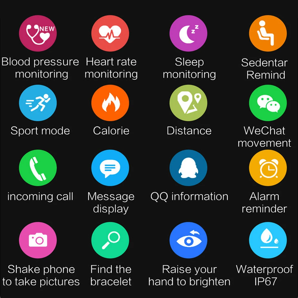 A6 Smart Band Blood Pressure Bracelet Heart Rate Monitor Sport Fitness Tracker IP67 Waterproof Wristband Watch | Электроника