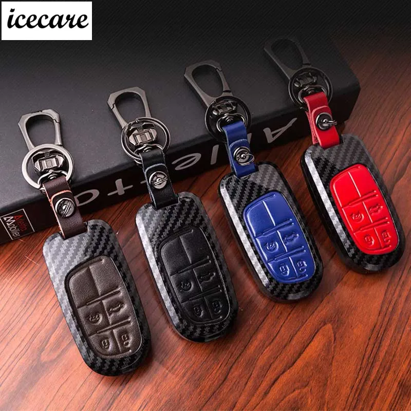 Genuine Leather Car Smart Key Case Cover For Dodge Ram 1500 Journey Charger Dart Challenger Durango Fiat Jeep Ring Shell | Автомобили и