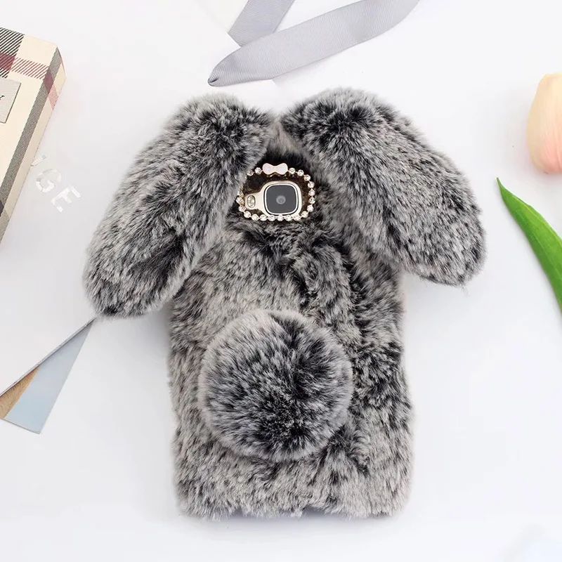Чехол плюшевый кролик для HTC One M10 M9 M8 M7 мягкий мех милый 3D заячьи уши TPU Алмазный