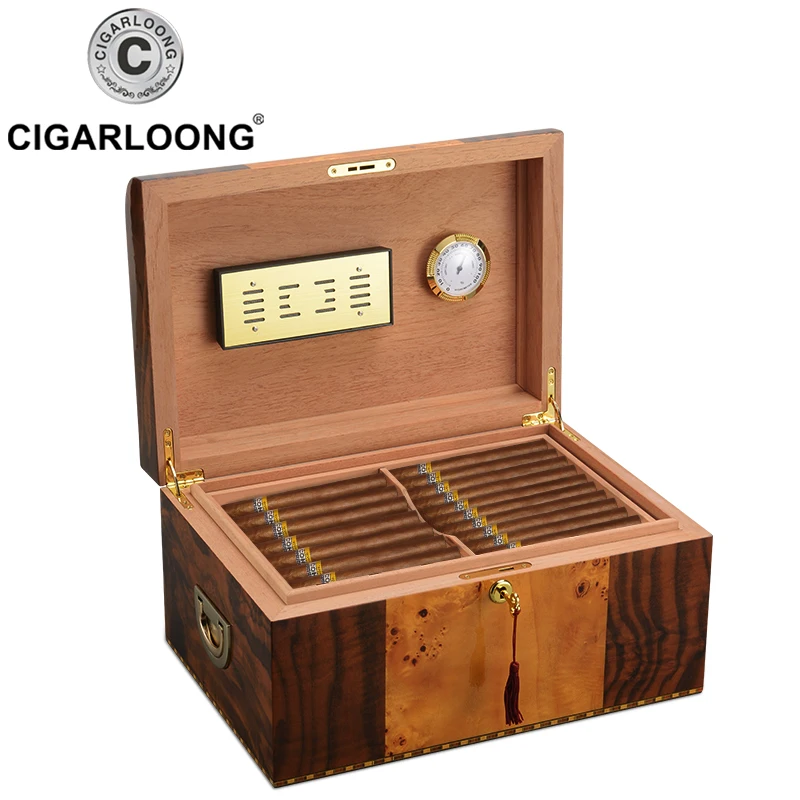 Фото COHIBA портсигар большой емкости двухэтажный увлажнитель для сигар с увлажнителем и гигрометром для сигар HH-9002 №3