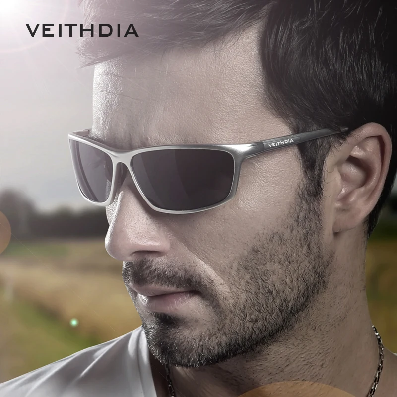 Мужские солнцезащитные очки VEITHDIA алюминиевые квадратные с поляризационными