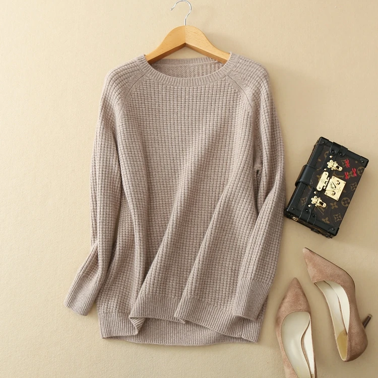 cashmere blends crochet knit add thick women's fashion sweater pullover loose languid low Oneck S-2XL 8color | Женская одежда