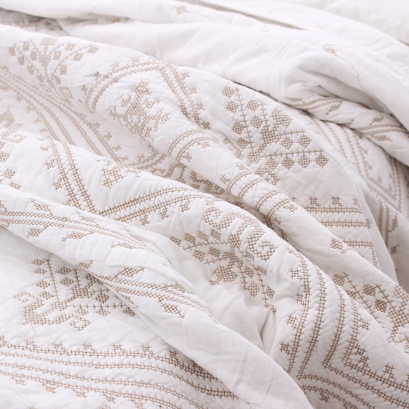 Бесплатная доставка 3 шт. элегантное белое лоскутное одеяло и подушка из 100%