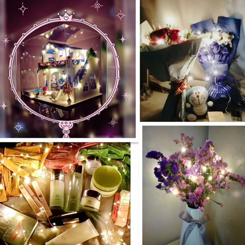 Светодиодные Звездные гирлянды на батарейках медный провод Феи микро светодиоды