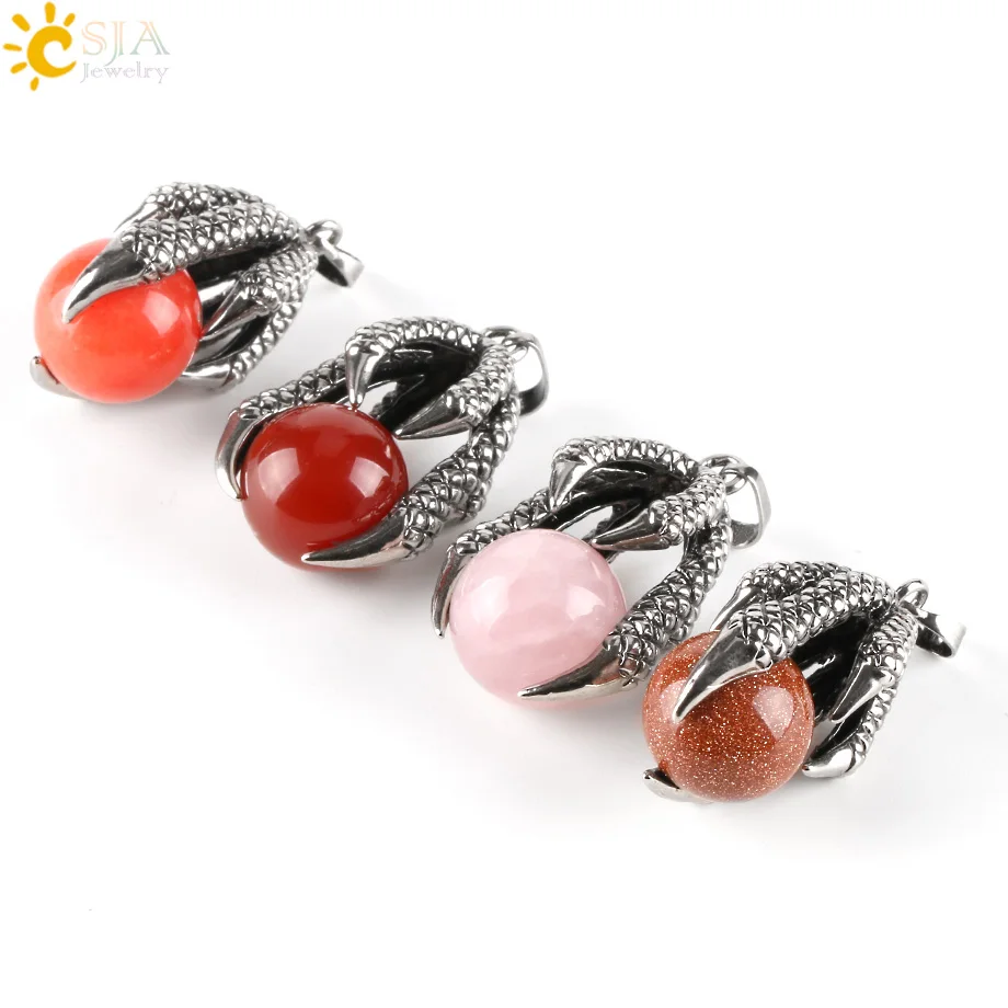 Натуральные круглые бусины CSJA из драгоценного камня подвеска в виде когтя