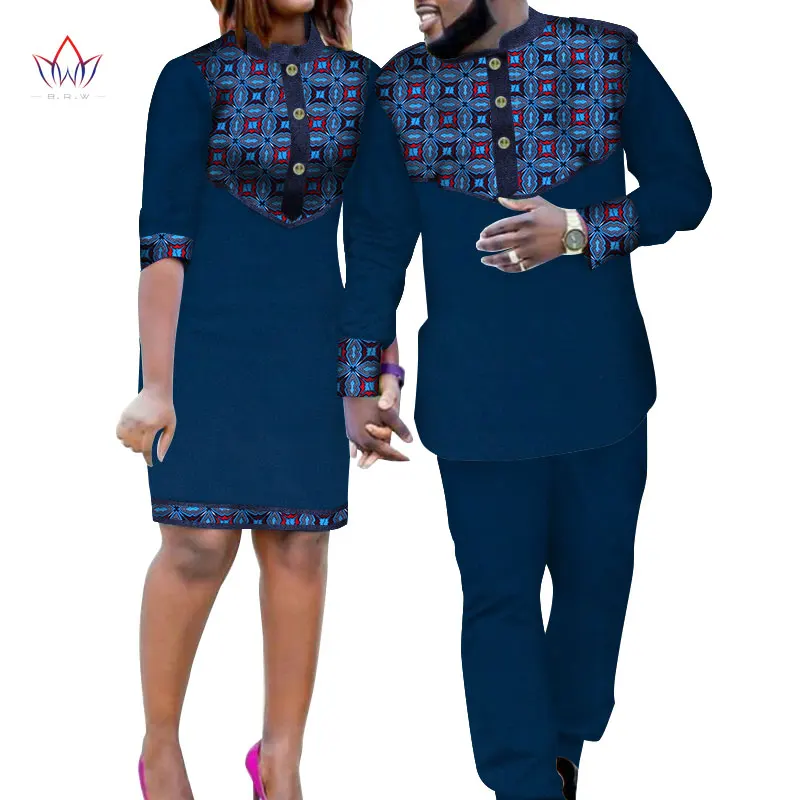 Африканская одежда для пары, хлопковый материал, Дашики, Африканский Базен Riche, женское платье и Мужские штаны, комплект из 2 предметов, Wyq222