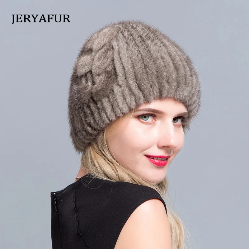 JERYAFUR зимняя женская модная Лыжная шапка из норкового меха пуловер для снежной