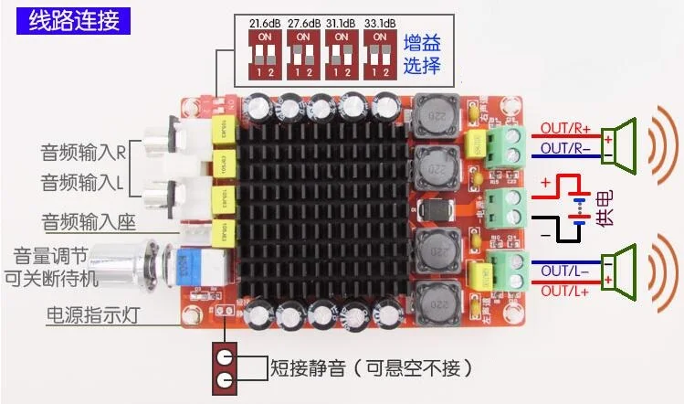 TDA7498 DC 14 34 в Плата усилителя класса D 2X100W двухканальная плата стереоусилителя|audio