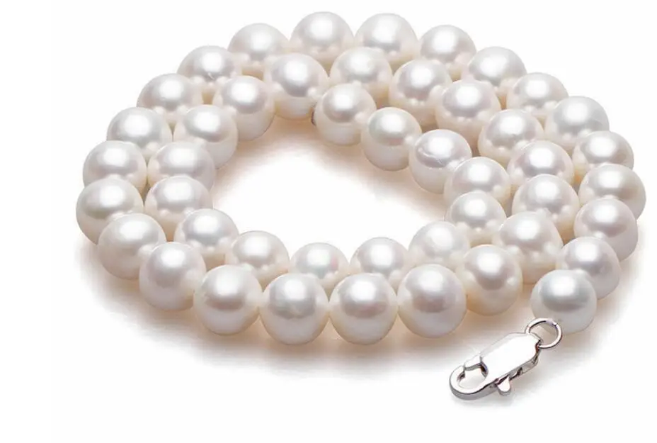 

Natural White AAA 9-10 MM Cultured Round pearl necklace 18" 36"