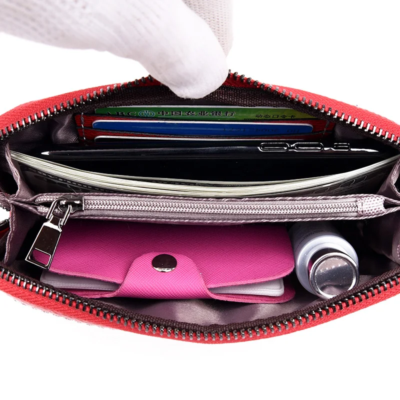 

Fashion Female Genuine Leather Wallet Famous Brand COW Leather Clutch Bag Luxury Long Female Wallet Business Card Holder Purses