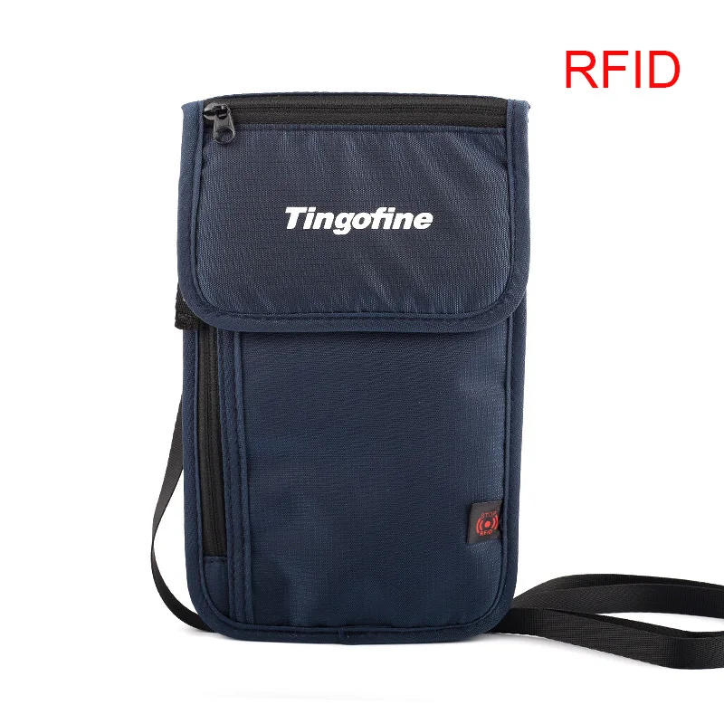 Bolsa de cuello de pasaporte antirrobo de nailon para hombre y mujer, billetera de teléfono con bloqueo RFID, Mini bolso cruzado de viaje