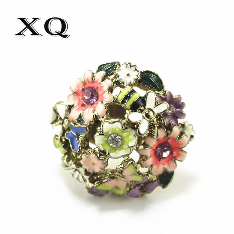 Женское кольцо с искусственным жемчугом XQ Красное ажурное в форме сердца