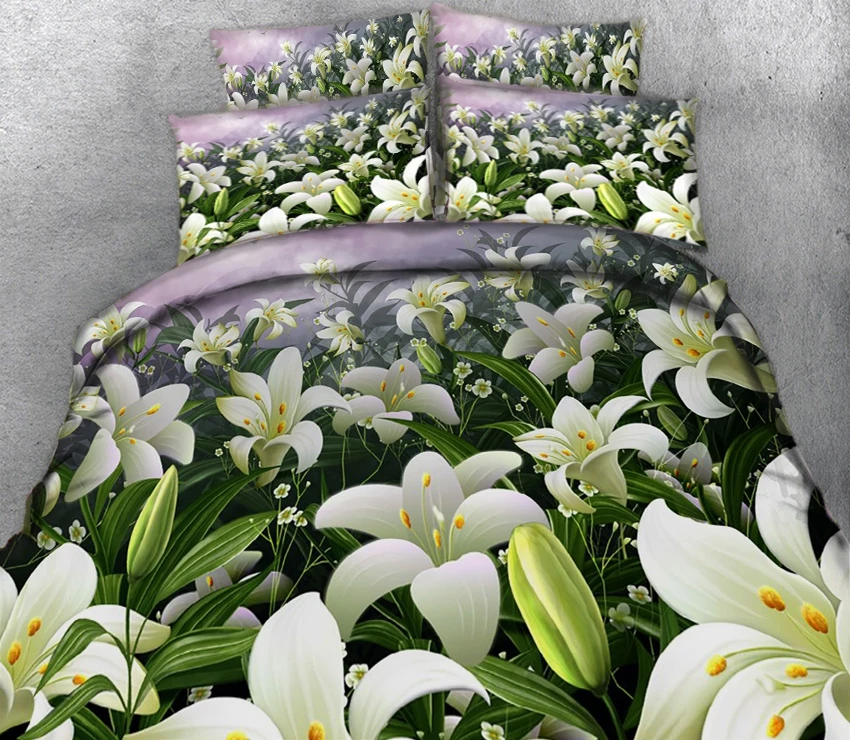 White horse near the creek in forest 3d effect photo bed linen can be customized pattern | Дом и сад