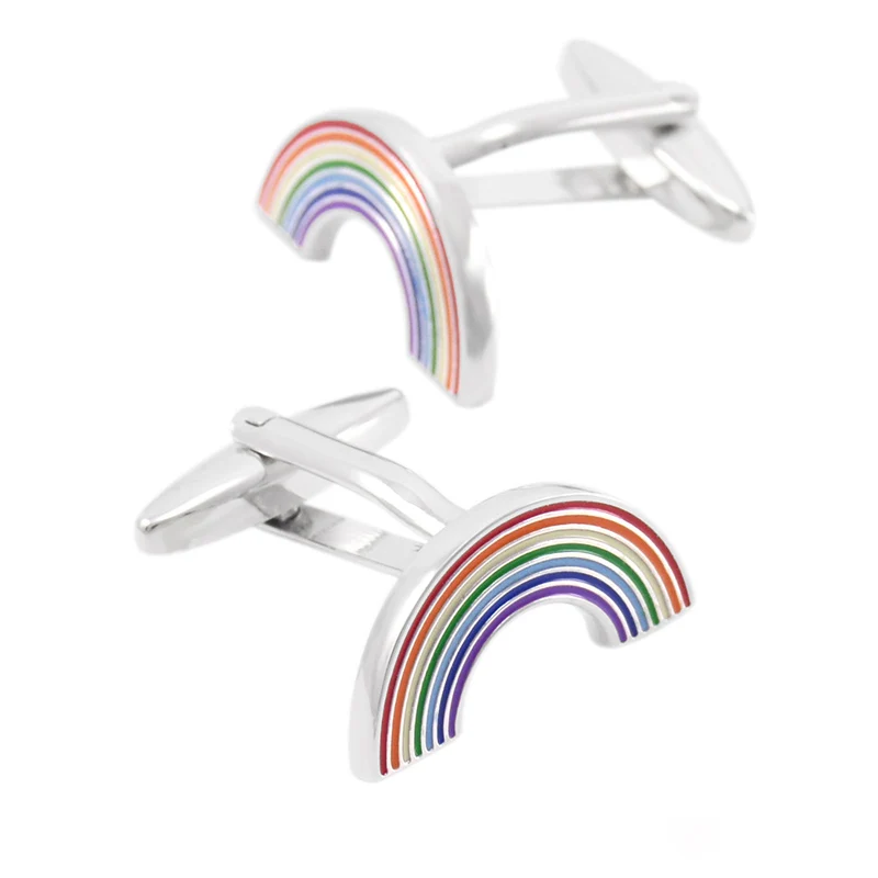 Эмаль Запонки мужские красочные запонки в виде радуги бизнес для французских