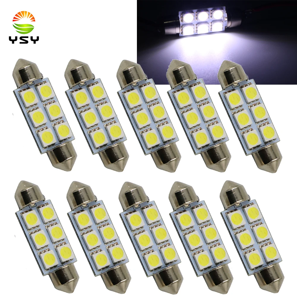 Белая автомобильная светодиодная лампа YSY 31 мм 36 39 41 C5w 5050 6smd 12 В|Сигнальная лампа| |