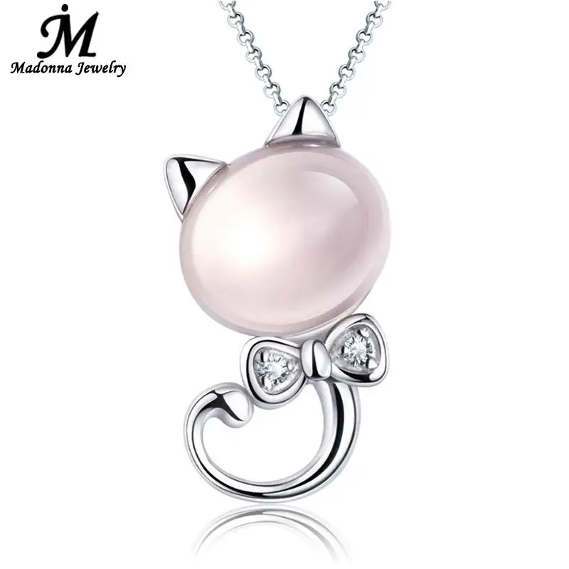 Высококачественная Милая подвеска в виде котенка с бантом покрытая серебром