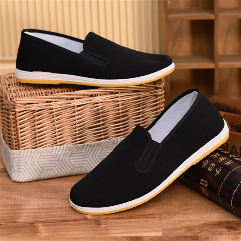 Top Quality Black Cotton Shoes Bruce Lee Vintage Chinese Kung Fu shoes Wing Chun Tai Chi Slipper Martial Art Pure | Обувь