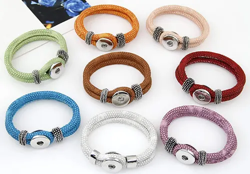 Модные Очаровательные Розовый Pu кожаный шнур браслеты кнопки браслет для