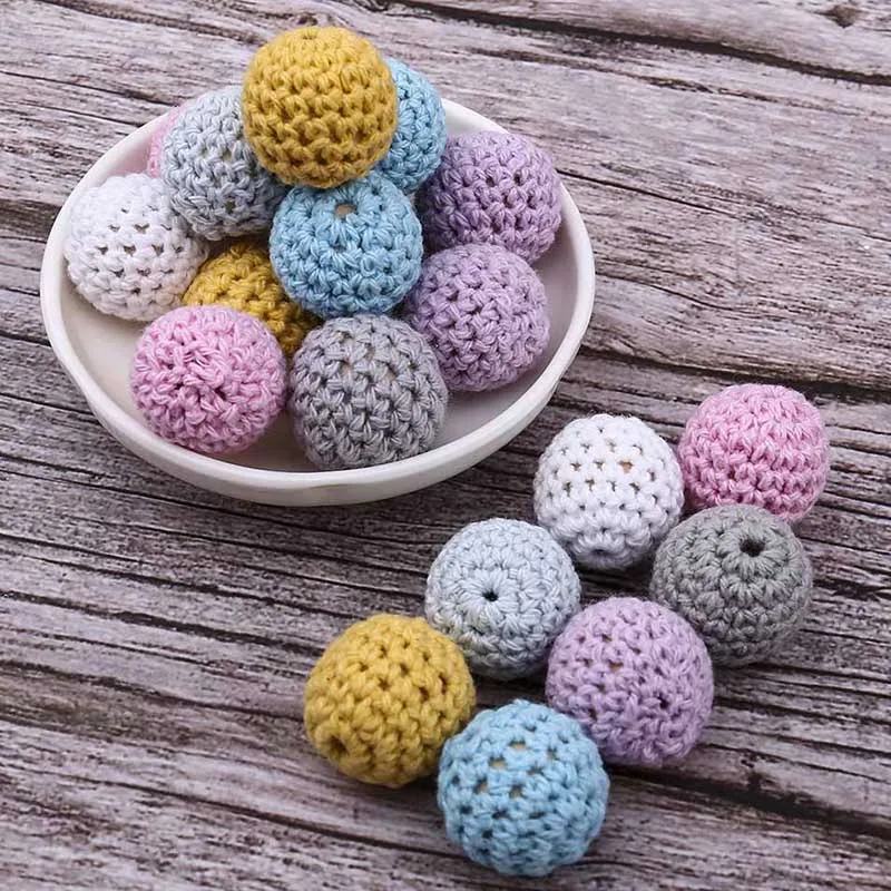 20 мм вязаные бусины жевательные бусины 5 шт. DIY кулон при прорезывании зубов цепи соски аксессуары Прорезыватель детский Прорезыватель