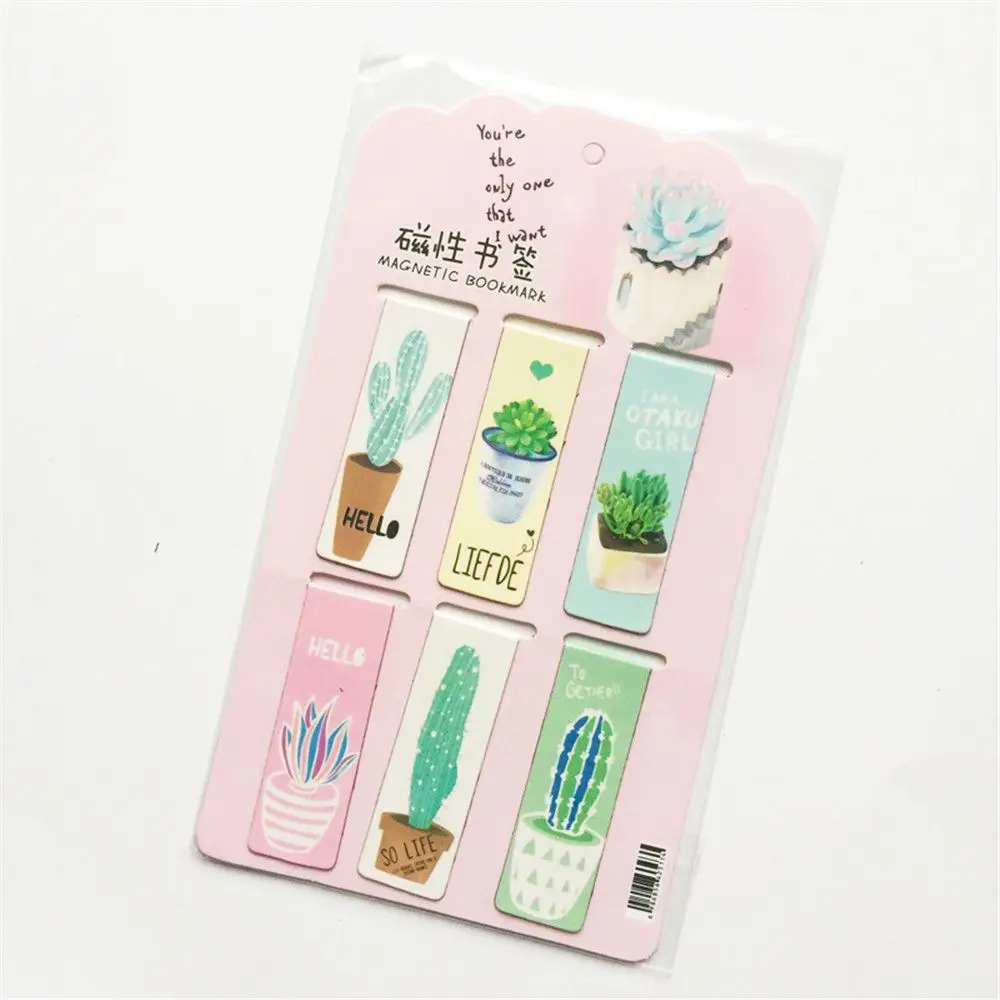 6 шт. свежие кактус магнитные закладки милые канцелярские товары креативные