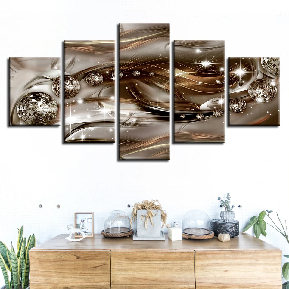 Lienzo abstracto pintura pared arte óleo póster Modular Imagenes 5 paneles grandes petes para sala de estar decoración del|Рисование и